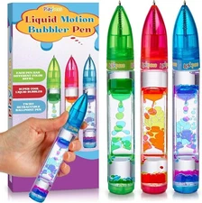 Liquid Motion Bubbler Pens Sensory Toy (3 Pack) - Writes Like a Regular Pen