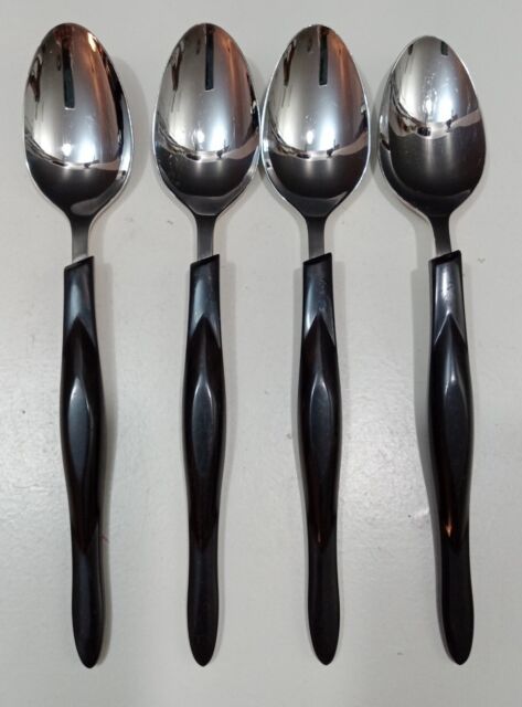 Set 4 CUTCO Black handle soup spoons