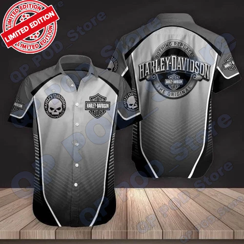 H davidson 3D Hawaiian Shirt Grey Limited Best Gift