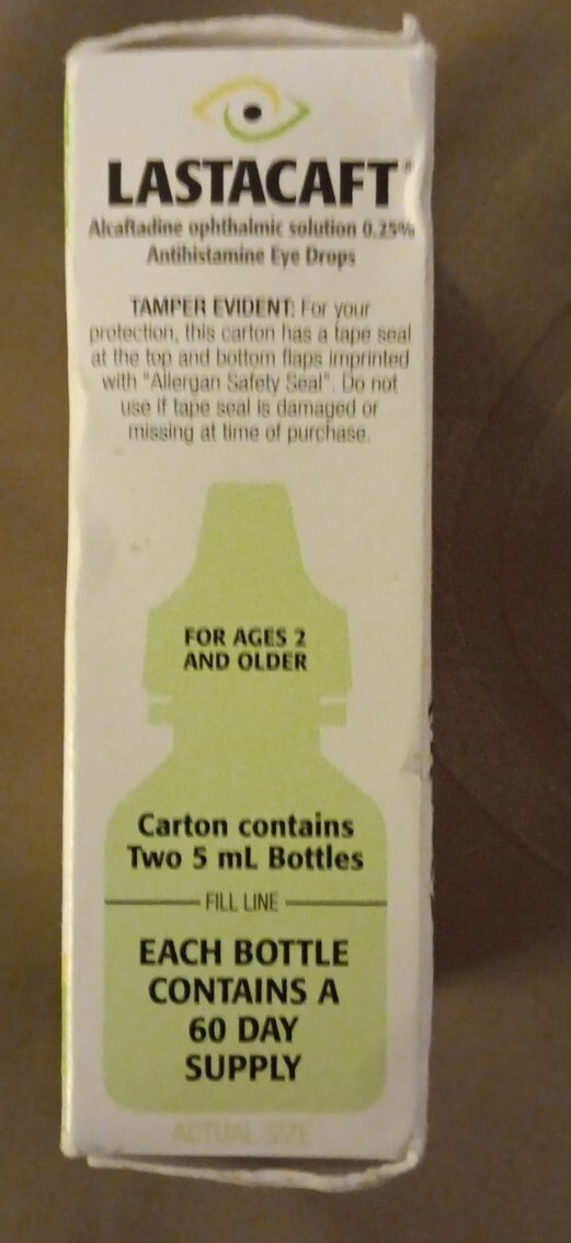 Lastacaft (97054) Daily Eye Allergy Itch Relief Drops Two 5mL Bottles