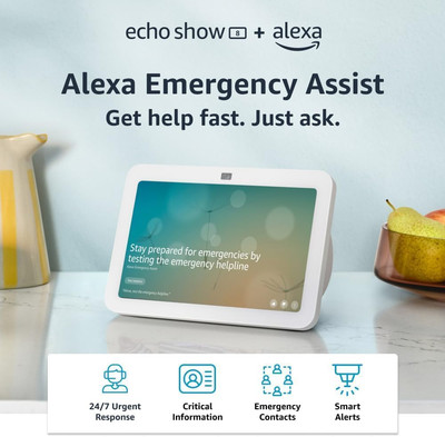Echo Show 8 (3Rd Gen, 2023 Release) + Alexa Emergency Assist Monthly (Auto-Renew