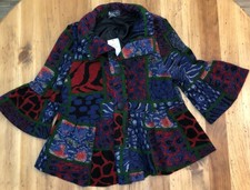 Nwt Damee, Inc Jacket Art To Wear Colorful Print Button Up Wired Collar Xlarge