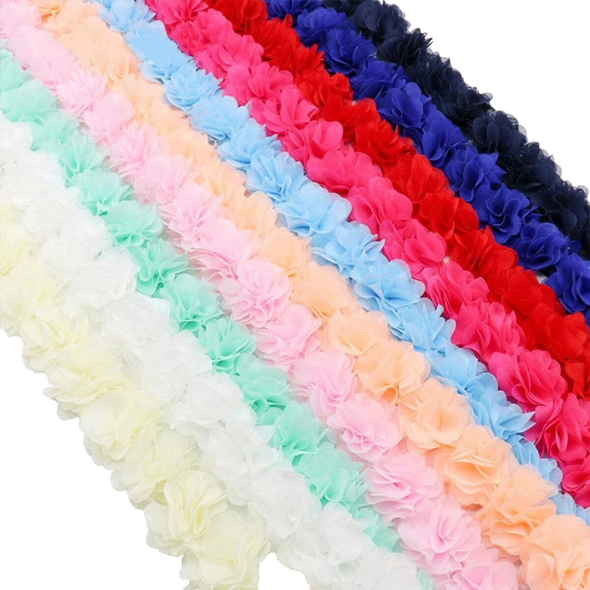 Flor De Gasa Multicolor Ribetes para Costura