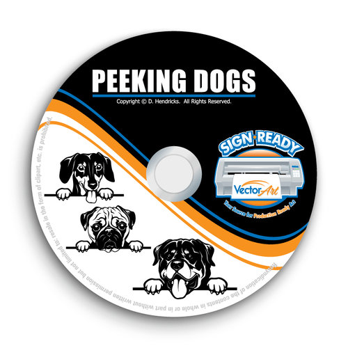 PEEKING DOGS CLIPART-VECTOR CLIP ART-VINYL CUTTER PLOTTER IMAGES-EPS GRAPHICS CD - Picture 1 of 8