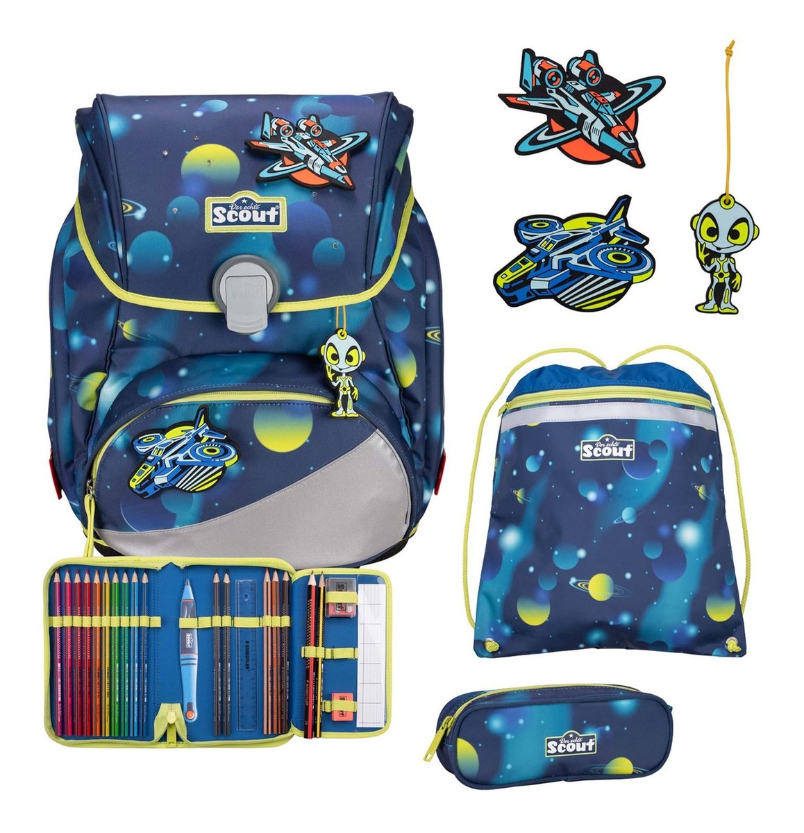 Scout zaino della scuola LED Alpha Set 4-teilig Planets