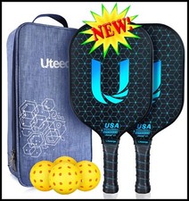 Pickleball Paddles Set 2 Pro Graphite USAPA Approved High Grit Spin Carbon Fiber