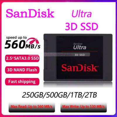 Sandisk Internal Solid State Drive ULTRA 3D 250GB 500GB 2.5'' SATA III SSD für PC