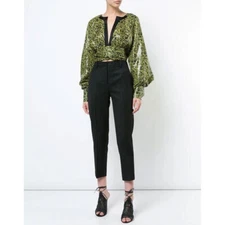 Diane von Furstenberg NEW w/ Tags DVF Keyhole Windsor Chrome Blouse Size 2