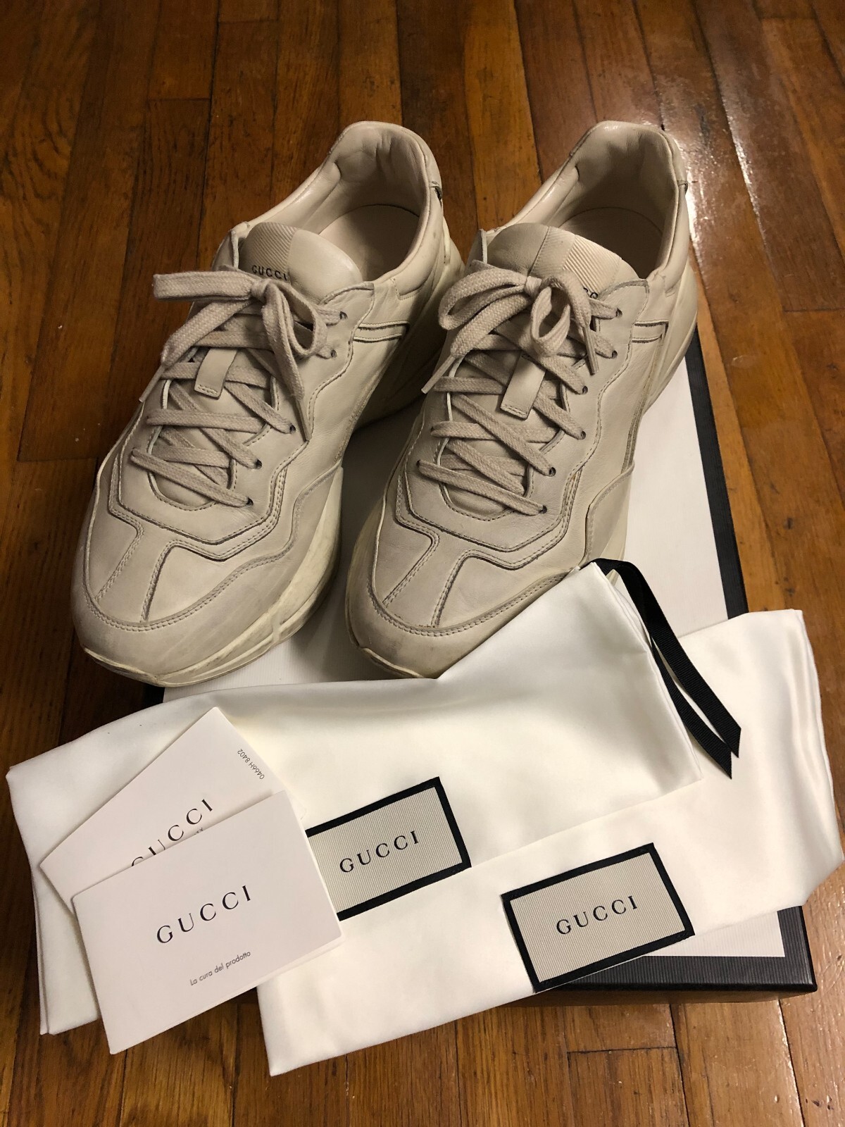 Gucci Rython Men *USED* Gucci Rython Leather Sneaker dirty ugly US SZ 9 - Gem