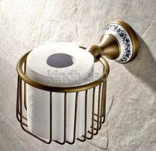 Wall Mounted Bathroom Antique Brass Toilet Paper Holder Roll Tissue Rack Pba404