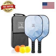 Set of 2 USAPA Approved Fiberglass Pickleball Paddles - Lightweight  Durable