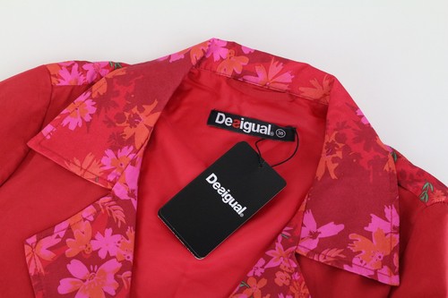 Desigual EU38 Mujer Chaqueta Delphine Floral Rojo Largo Medio Gabardina Estilo - Imagen 3 de 10