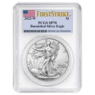 2022-W Burnished $1 American Silver Eagle PCGS SP70 FS Flag Label White Frame