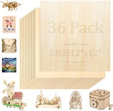 36 Pack Basswood Sheets,12"x12"x1/8" 12"x12"-3mm, 36Packs