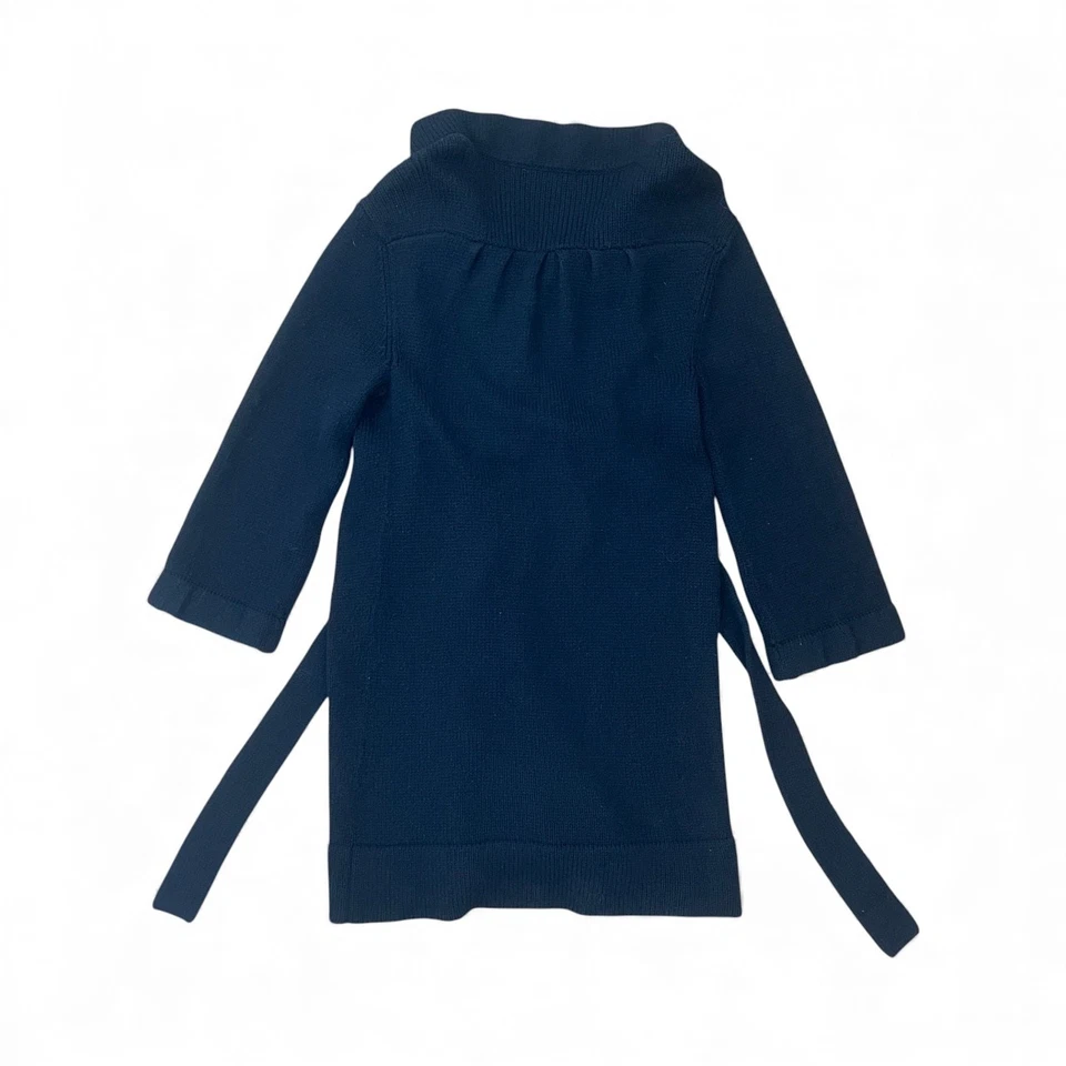 Cárdigan túnica suéter VINCE para mujer negro con cinturón largo de lana con botones talla mediana Foto 2 de 4