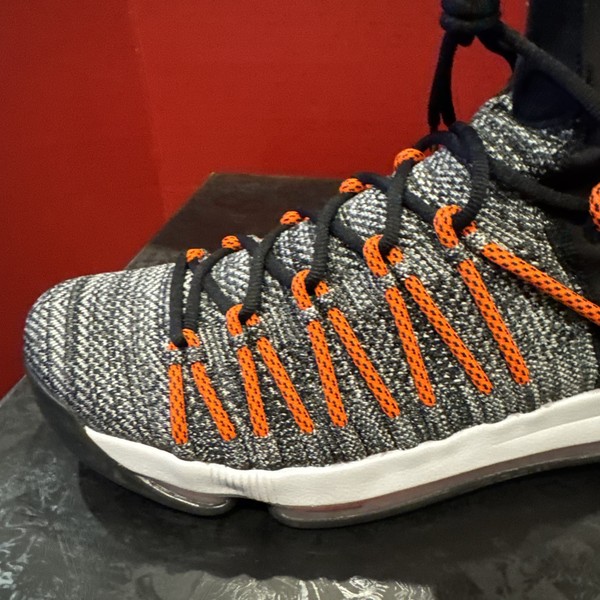 Talla 12 - Nike KD 9 Elite Gris Oscuro Naranja Hiper - Nuevo Con Caja - 878637-010 4