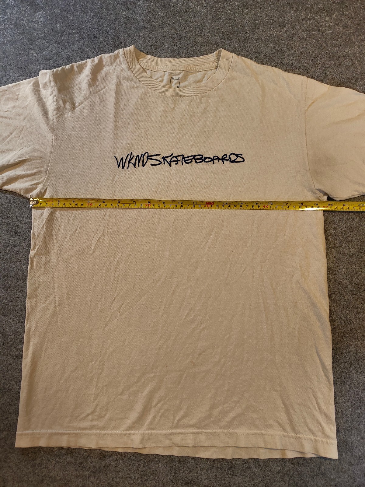 WKND Skateboards Shirt Mens Medium Cream Tan Script Logo Graphic Tee Skater M image 5