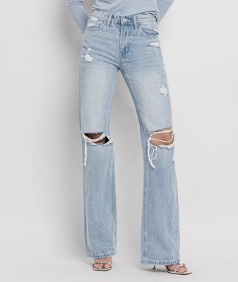Vervet By Flying Monkey 90 s Vintage Super High Rise Flare Jeans T5346