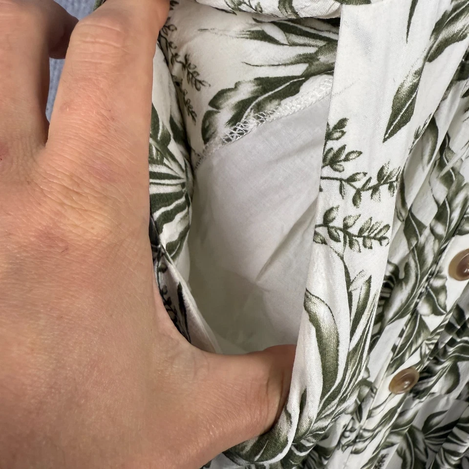 Платье женское French Connection 12 зеленое белое ботаническое многоярусное халат вискоза - Изображение 3 из 4