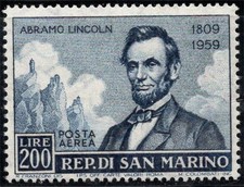 Saint-Marin 1959 Sass. A129 Neuf ** 100% Poste aérienne 200 l. Abraham Lincoln