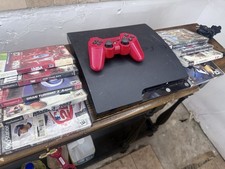 Sony PlayStation 3 PS3 Console w/ Red Controller & Mixed PS3 Game Lot