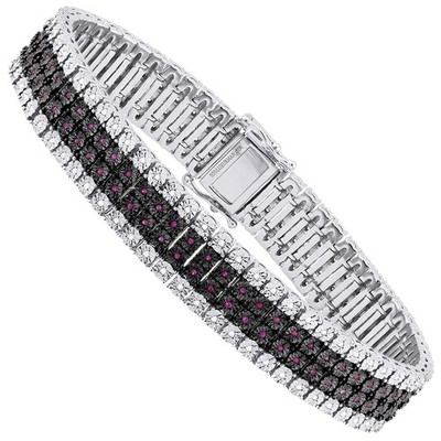 Tennisarmband Herren 4-reihig Diamant Rubin | 0,7ct | Sterlingsilber