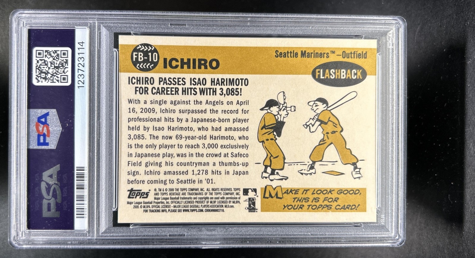 2009 Topps Heritage Ichiro Suzuki Flashbacks High Number #FB-10 Mariners PSA 10 view 2