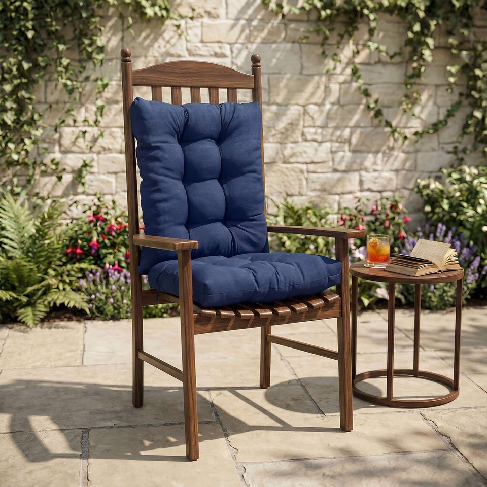 2 Pack Outdoor Rocking Chair Pad Set with Back Cushion Garden Patio ...