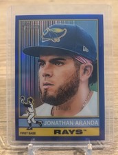 2025 Topps Heritage High Number Jonathan Aranda Blue Refractor #'d /150 Rays