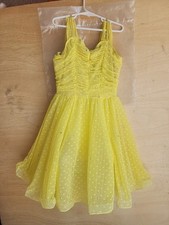 Weissman Leotard With Mesh Dress In Lemon Size Medium Child