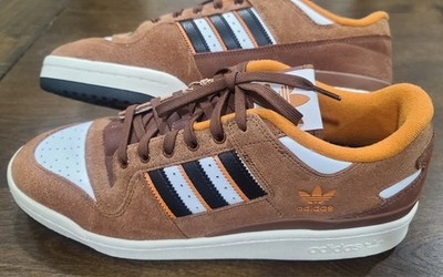 Adidas Forum 84 Men s Brown Suede Low Top Sneaker Black/White/Orange