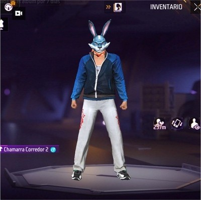 Free Fire Account with Chamarra Corredor 2, Conejo Guerrero Mask, Feroz Makeup
