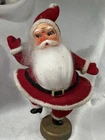 Vintage Flocked Waving Christmas Santa