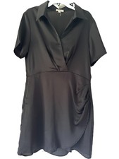 Entro Women's Little Black Dress Size L Short Sleeve V Neck Mini Dress