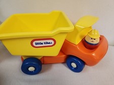 Little Tikes Toddler Tot 12" Dump Truck With Tot Yellow/Orange Vintage 1980s