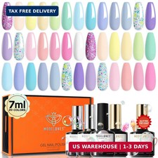 modelones 24Pcs Gel Nail Polish Set, 20 Colors Easter Pastel Gel Polish Set Maca