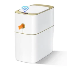Automatic Bathroom Trash Can with Lid, 3.1 Gallon / 13L Smart Motion Sensor T...