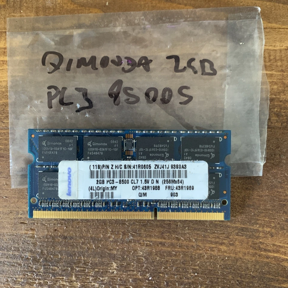 Qimonda 2GB 2Rx8 PC3-8500S Sodimm - Image 2 of 2