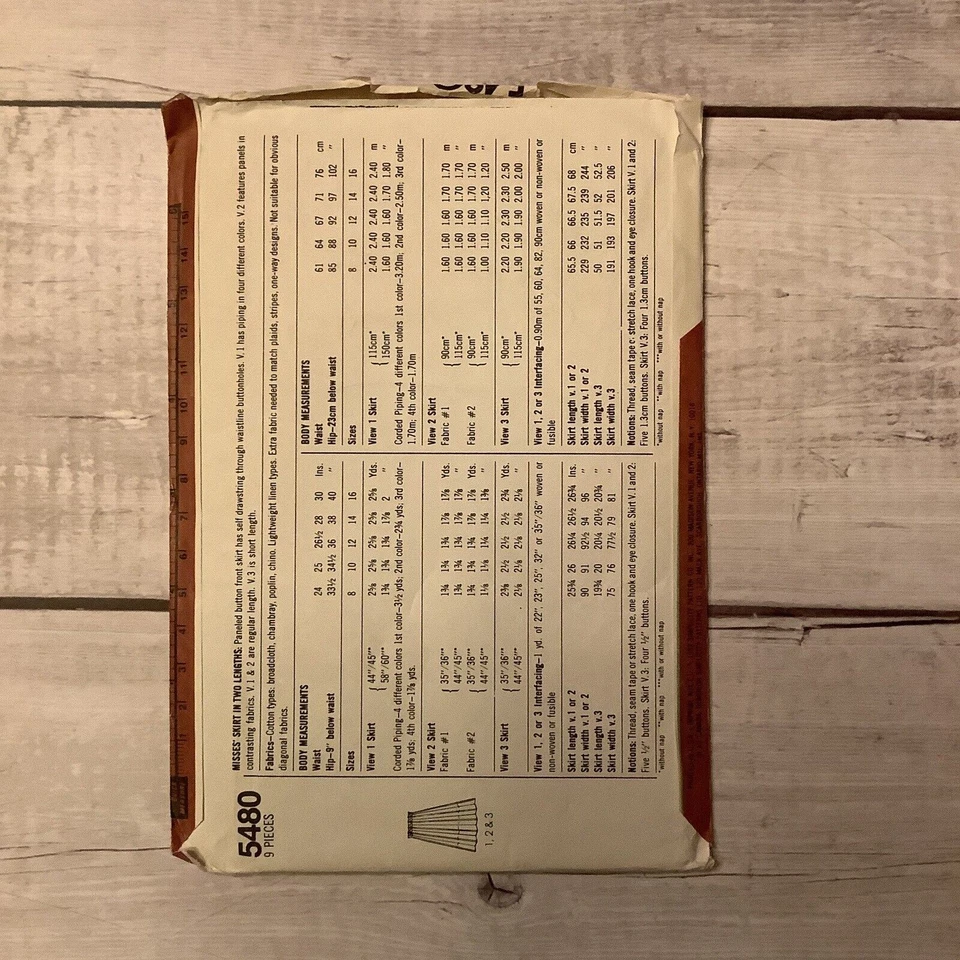 Simplicity 5480 Sewing Pattern Button Front Skirt Drawstring Waist Size 12 UNCUT - Image 2 of 4