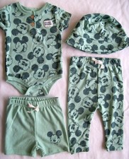 Boy 3-6 M: NWOT 4-Pc. Disney Baby MICKEY MOUSE SET: Bodysuit Shorts Leggings Hat