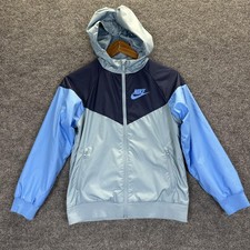 Nike Jacket Youth Medium Blue Colorblock Windrunner Hooded Full Zip Athletic