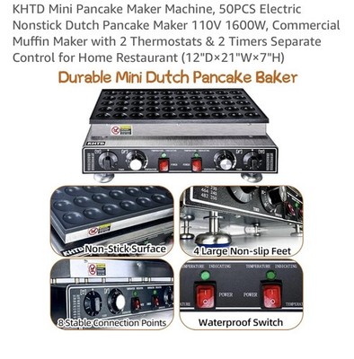 Mini Pancake Maker Machine, 50PCS Electric Nonstick Dutch Pancake Maker