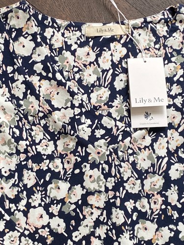 Tunica Lily & Me Clover tunica camicia lunga prateria blu navy manica 3/4 taglia: 38/M nuova - Foto 3 di 4