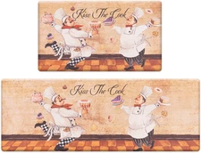 ROSMARUS Kitchen Mats for Floor, Kitchen Rug Set 2 Piece, Cushioned Anti-Fatigue