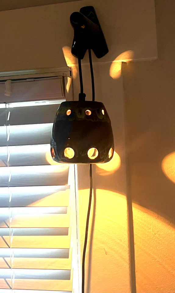 Ceramic Handmade Sconce Light - Brown & Green hand-painted - Easy to Hang  - Image 2 of 4