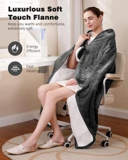 Heated Electric Blanket w/ 2 Wearable Buttons, 9 Heating Levels Auto Shut-Off
