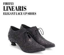 Fluevog NEW WO BOX Firefly Linearis black glitter embossed lace-up shoe -7.5/8