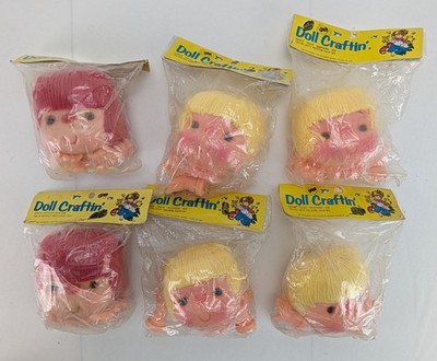 Vintage Doll Craftin Angie Head Hands 4'' Lot of 6 Red Yellow Hair Doll Making
