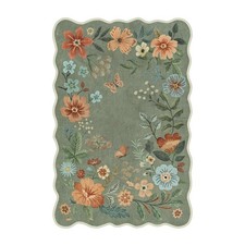 Non Slip Floral Rug 2x3ft, Entryway Kitchen Mat, Stain Resistant, Green