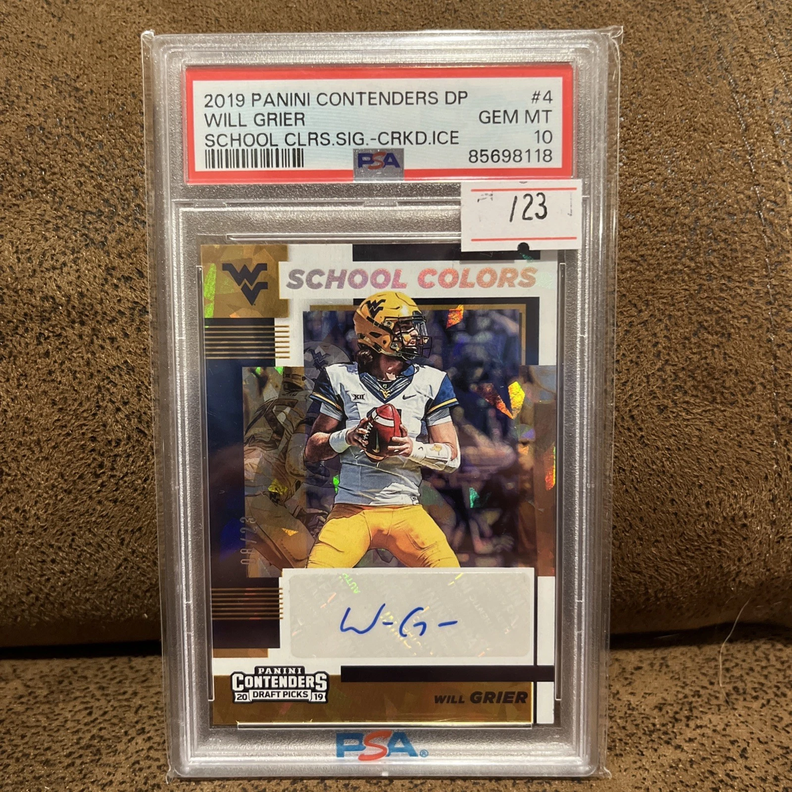 Will Grier Panini Contenders Draft Picks School Colors Signatures #4 Cracked Ice